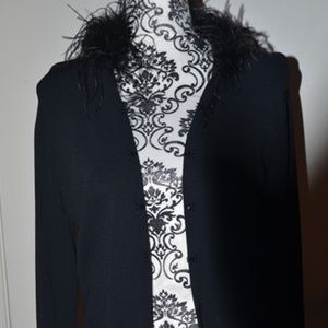 NWOT Black Cardigan with a FUN fur neckline